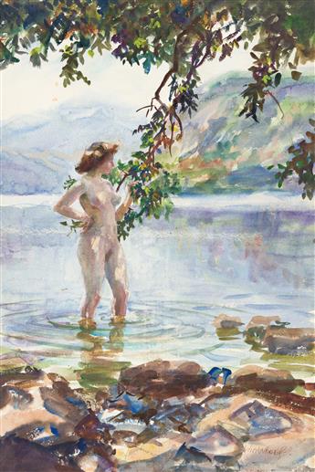 JOHN WHORF Bather on the Lake Shore * Fishing Boat.